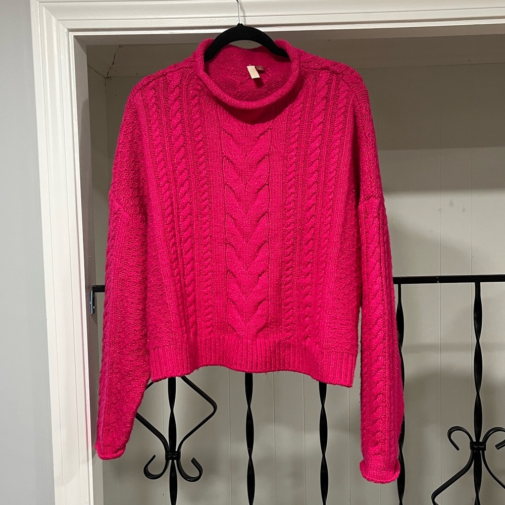 Pilcro Mock-Neck Cable-Knit Sweater